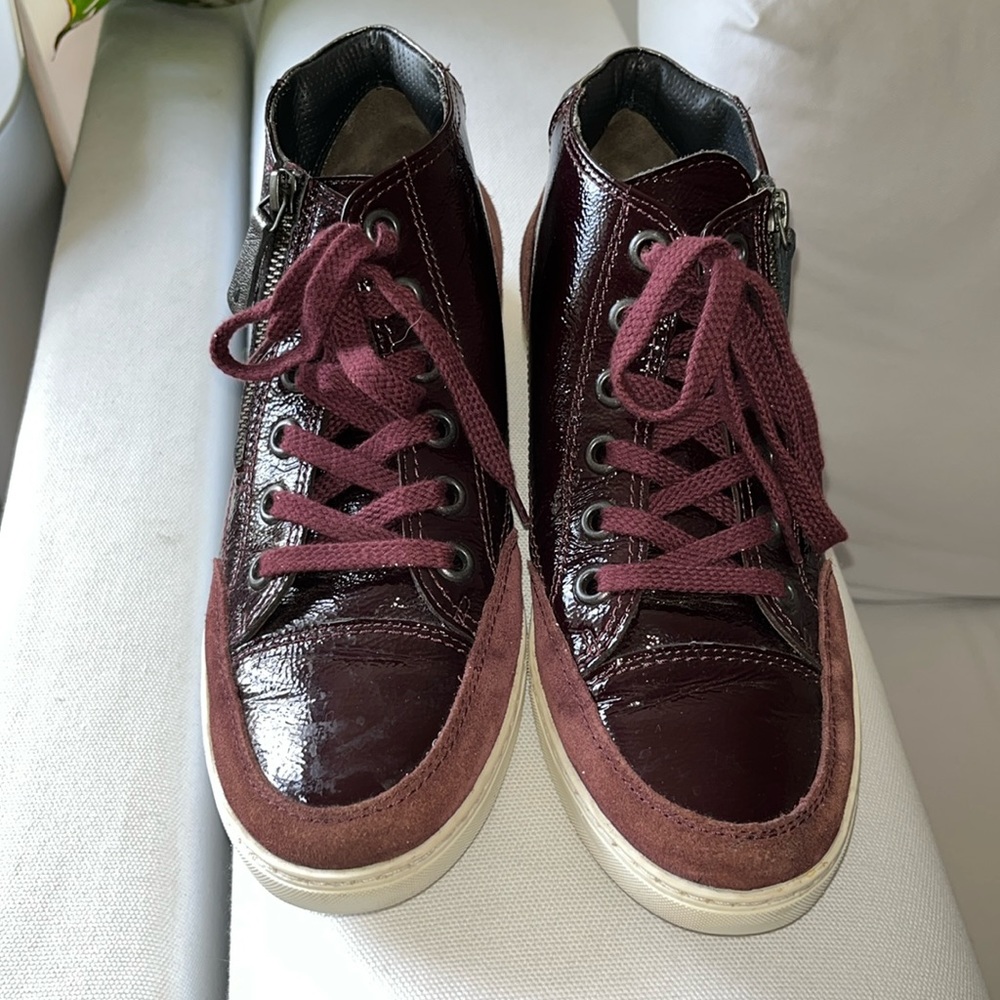 Paul Green High Top Patent Leather Zip Sneakers